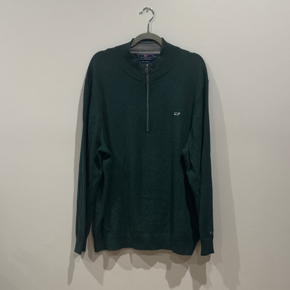 Vineyard Vines Dark Green Zip-Up Sweater (monogrammed TSE)